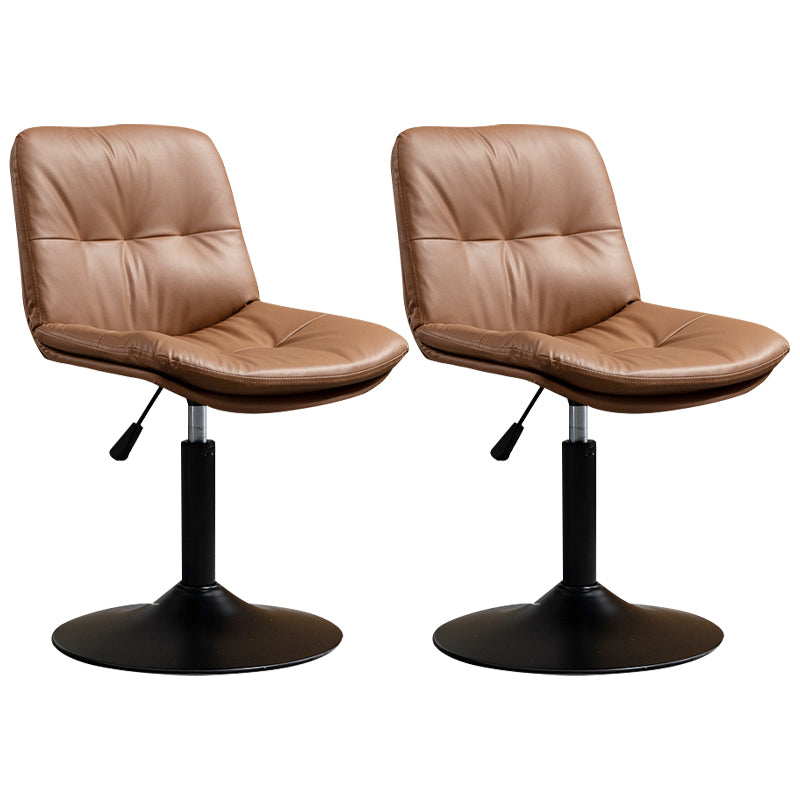 Contemporary Metal Barstool Faux Leather Footrest Adjustable Low Back Counter Stool