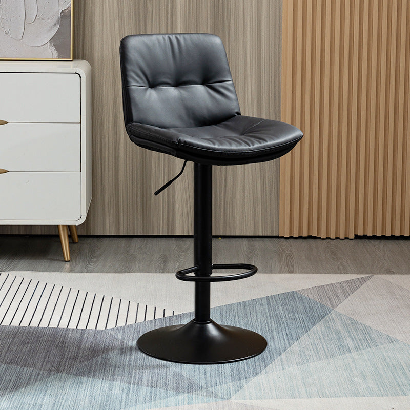 Contemporary Metal Barstool Faux Leather Footrest Adjustable Low Back Counter Stool
