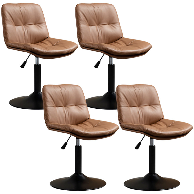 Contemporary Metal Barstool Faux Leather Footrest Adjustable Low Back Counter Stool