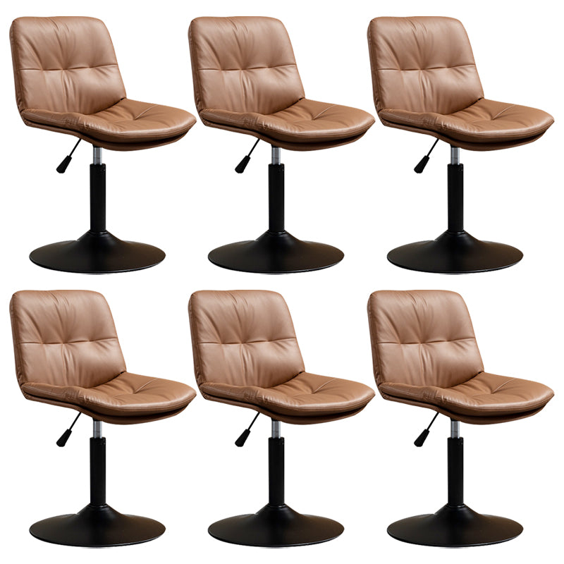 Contemporary Metal Barstool Faux Leather Footrest Adjustable Low Back Counter Stool