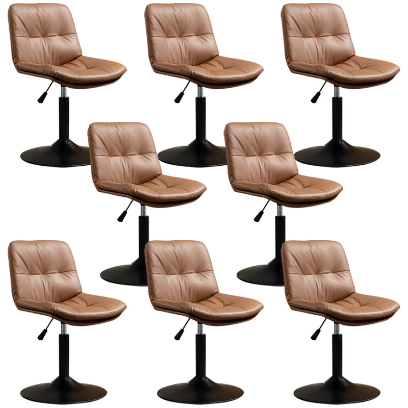 Contemporary Metal Barstool Faux Leather Footrest Adjustable Low Back Counter Stool