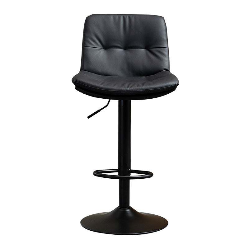 Contemporary Metal Barstool Faux Leather Footrest Adjustable Low Back Counter Stool