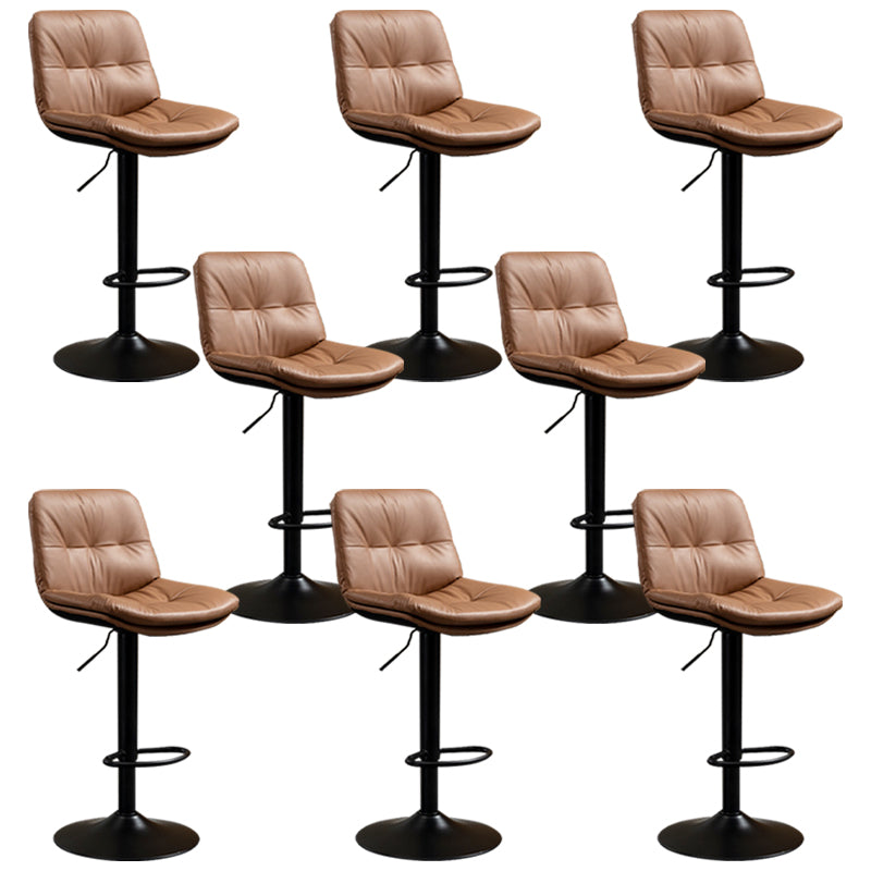 Contemporary Metal Barstool Faux Leather Footrest Adjustable Low Back Counter Stool