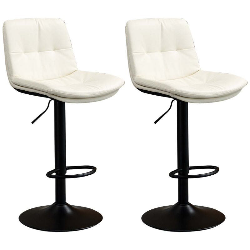 Contemporary Metal Barstool Faux Leather Footrest Adjustable Low Back Counter Stool