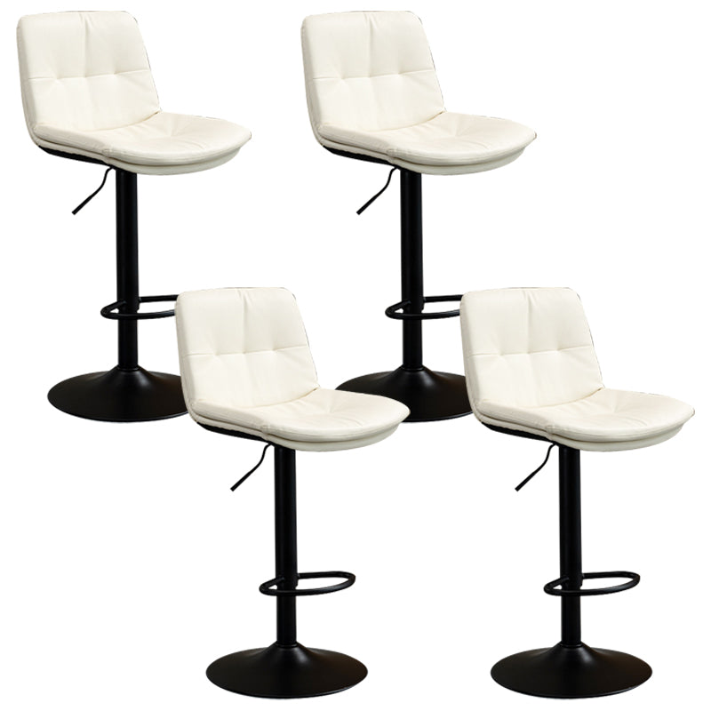 Contemporary Metal Barstool Faux Leather Footrest Adjustable Low Back Counter Stool