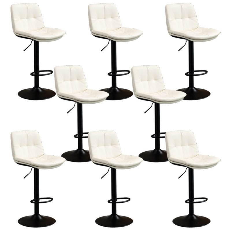 Contemporary Metal Barstool Faux Leather Footrest Adjustable Low Back Counter Stool