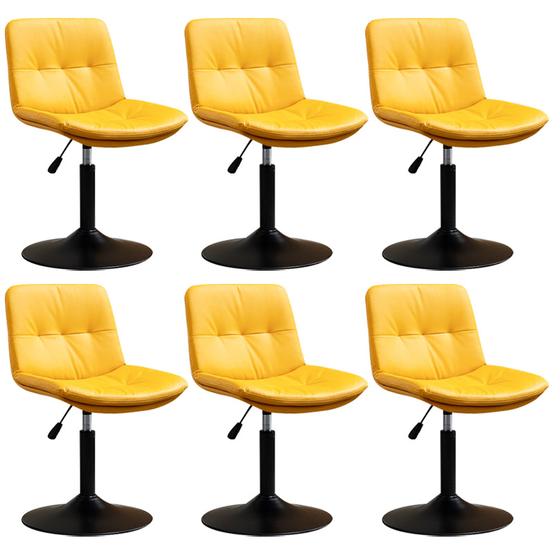 Contemporary Metal Barstool Faux Leather Footrest Adjustable Low Back Counter Stool