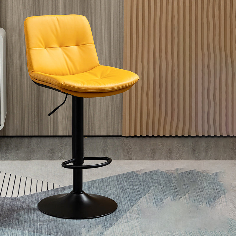 Contemporary Metal Barstool Faux Leather Footrest Adjustable Low Back Counter Stool