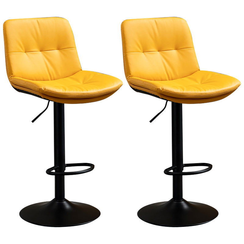 Contemporary Metal Barstool Faux Leather Footrest Adjustable Low Back Counter Stool