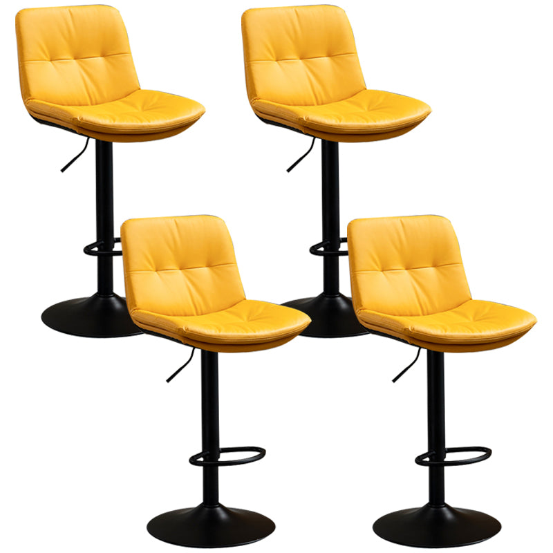 Contemporary Metal Barstool Faux Leather Footrest Adjustable Low Back Counter Stool