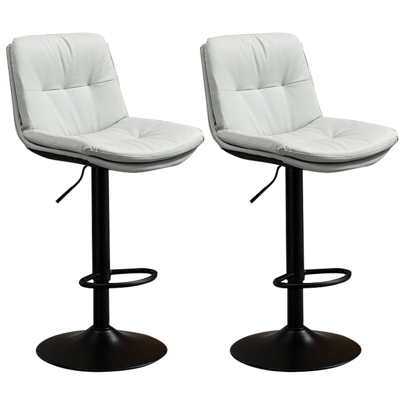 Contemporary Metal Barstool Faux Leather Footrest Adjustable Low Back Counter Stool