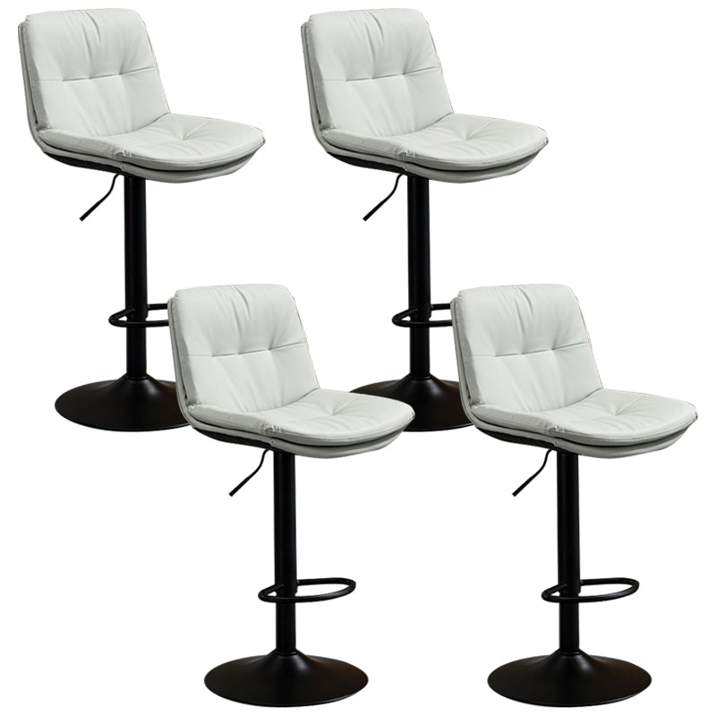 Contemporary Metal Barstool Faux Leather Footrest Adjustable Low Back Counter Stool