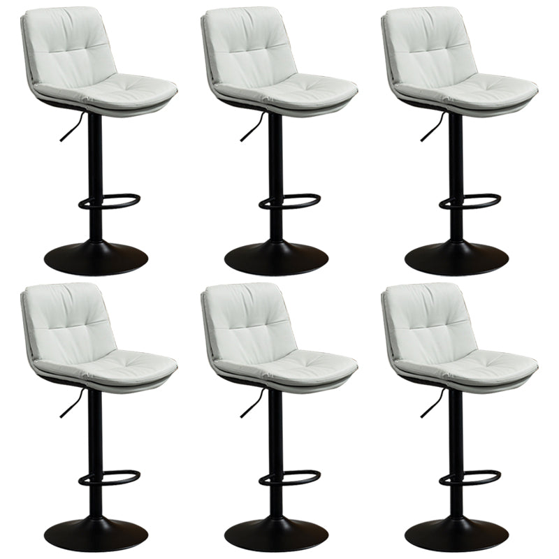Contemporary Metal Barstool Faux Leather Footrest Adjustable Low Back Counter Stool