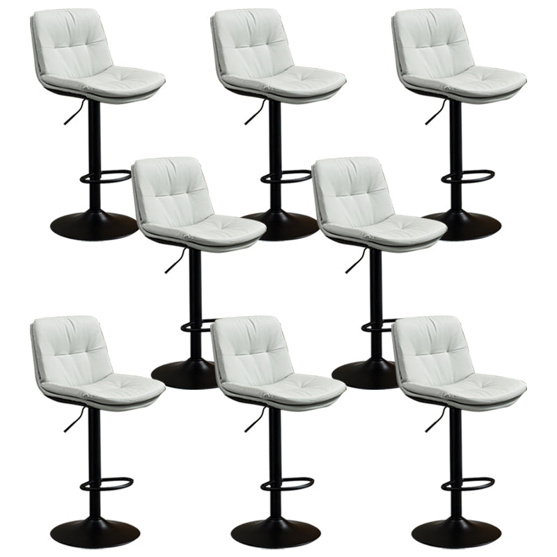 Contemporary Metal Barstool Faux Leather Footrest Adjustable Low Back Counter Stool