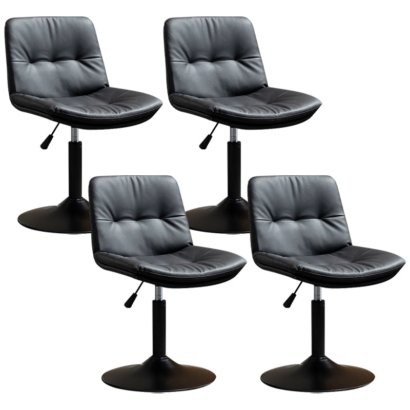 Contemporary Metal Barstool Faux Leather Footrest Adjustable Low Back Counter Stool