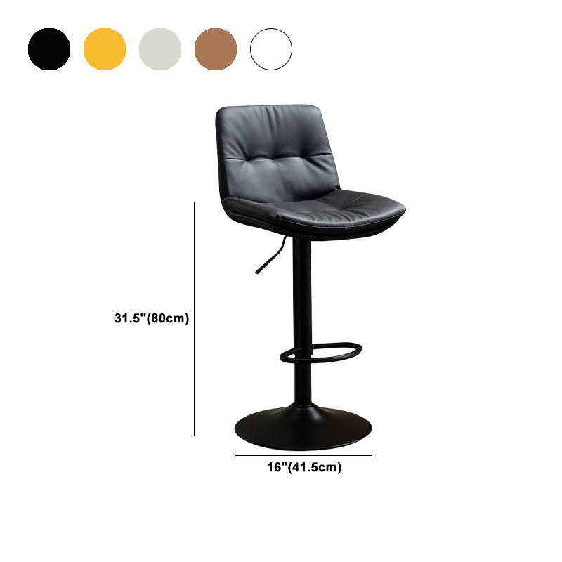 Contemporary Metal Barstool Faux Leather Footrest Adjustable Low Back Counter Stool