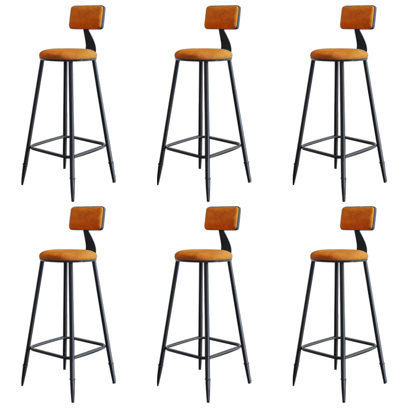 Modern Armless Backrest Counter Stool Iron Bar Stool with Cushion for Living Room