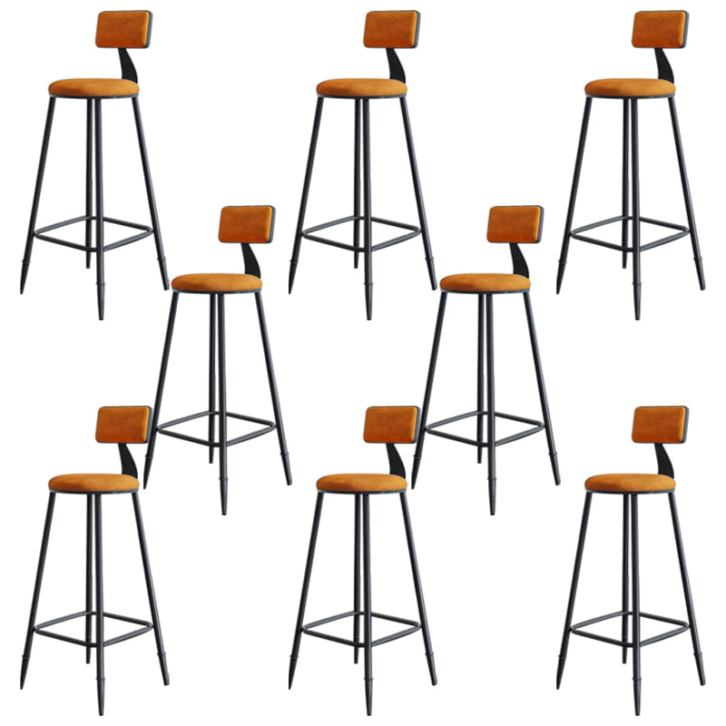 Modern Armless Backrest Counter Stool Iron Bar Stool with Cushion for Living Room