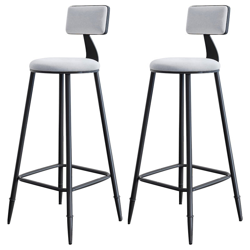 Modern Armless Backrest Counter Stool Iron Bar Stool with Cushion for Living Room