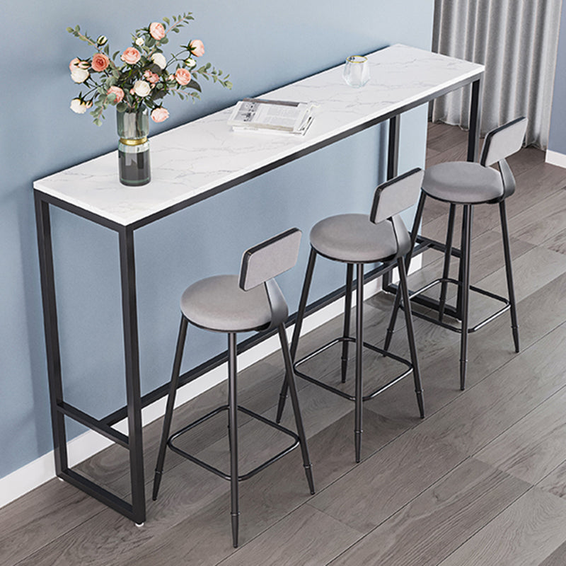 Modern Armless Backrest Counter Stool Iron Bar Stool with Cushion for Living Room