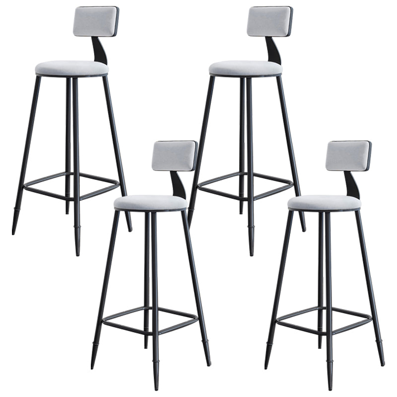 Modern Armless Backrest Counter Stool Iron Bar Stool with Cushion for Living Room
