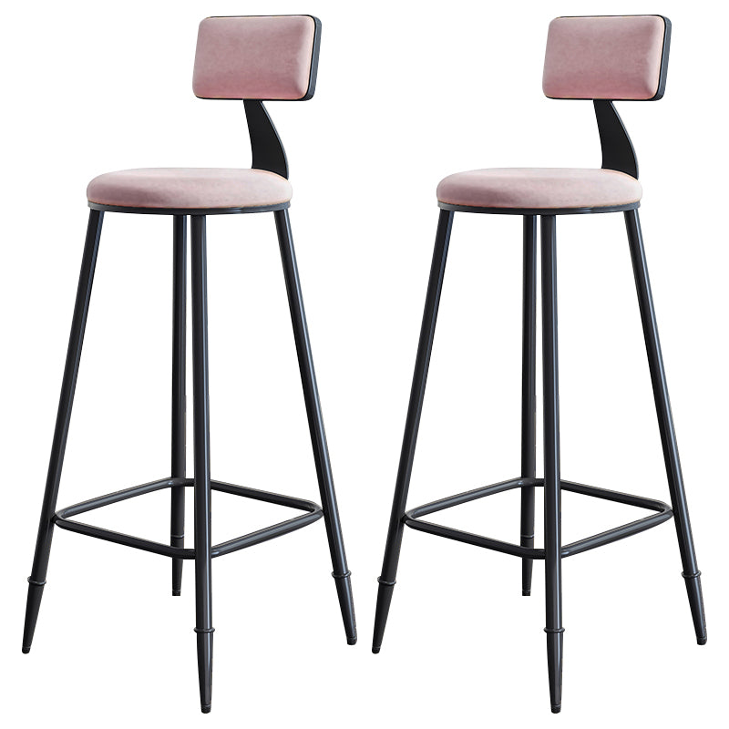 Modern Armless Backrest Counter Stool Iron Bar Stool with Cushion for Living Room