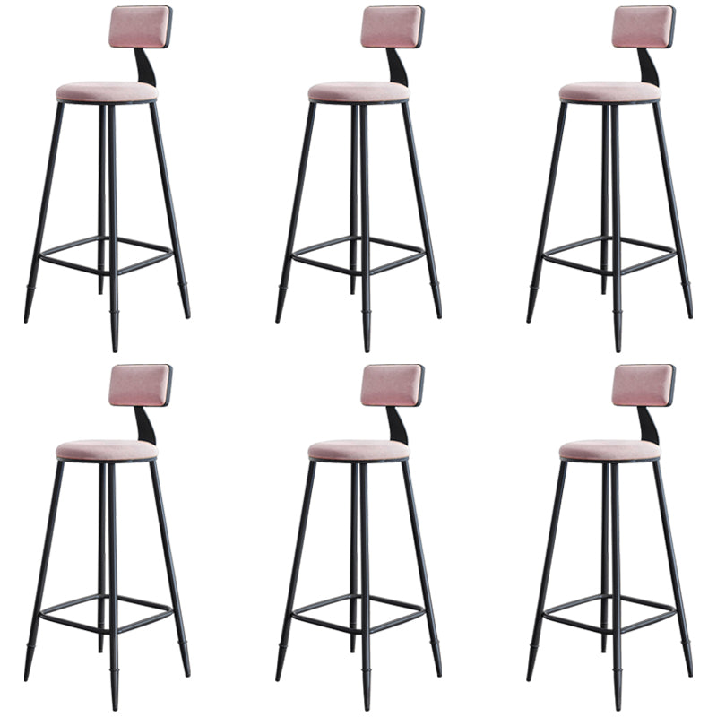 Modern Armless Backrest Counter Stool Iron Bar Stool with Cushion for Living Room