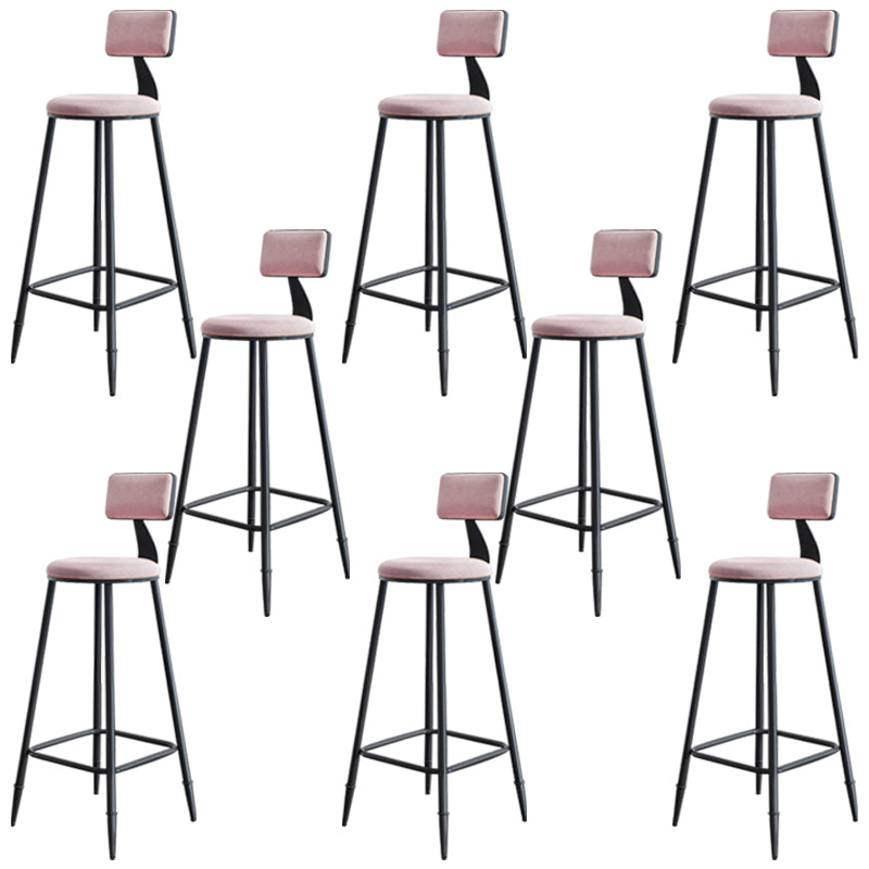 Modern Armless Backrest Counter Stool Iron Bar Stool with Cushion for Living Room