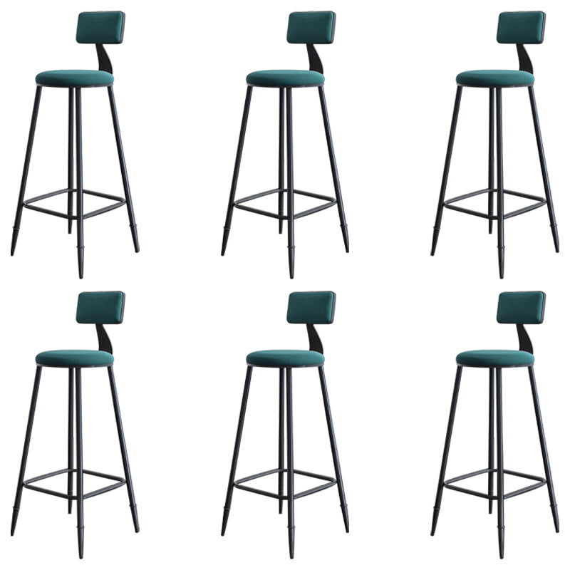 Modern Armless Backrest Counter Stool Iron Bar Stool with Cushion for Living Room
