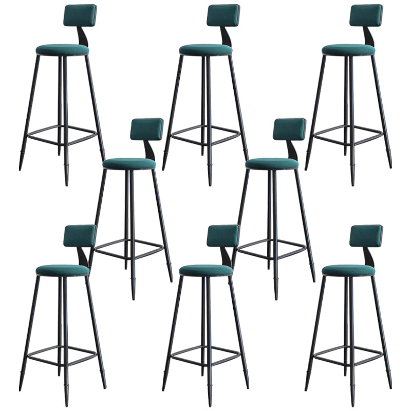 Modern Armless Backrest Counter Stool Iron Bar Stool with Cushion for Living Room