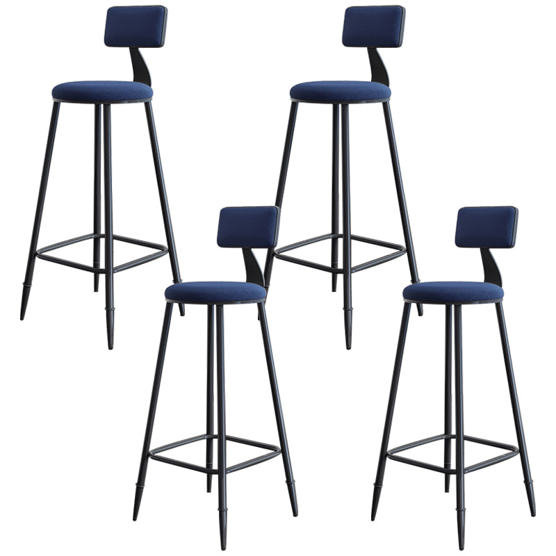 Modern Armless Backrest Counter Stool Iron Bar Stool with Cushion for Living Room