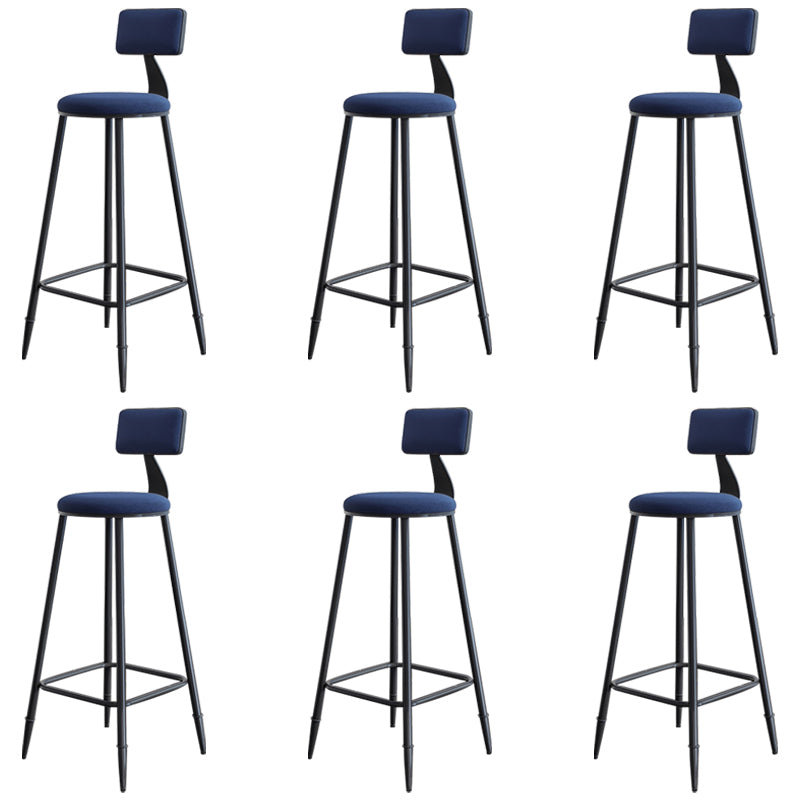 Modern Armless Backrest Counter Stool Iron Bar Stool with Cushion for Living Room