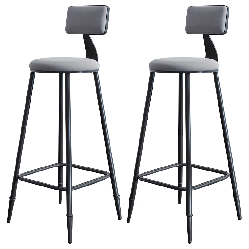 Modern Armless Backrest Counter Stool Iron Bar Stool with Cushion for Living Room