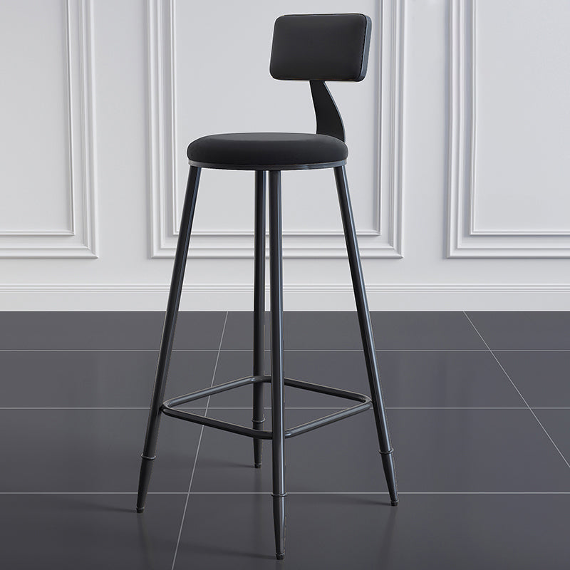 Modern Armless Backrest Counter Stool Iron Bar Stool with Cushion for Living Room