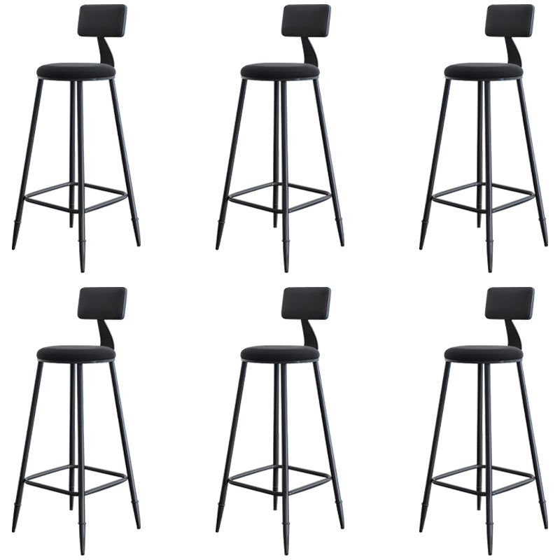 Modern Armless Backrest Counter Stool Iron Bar Stool with Cushion for Living Room