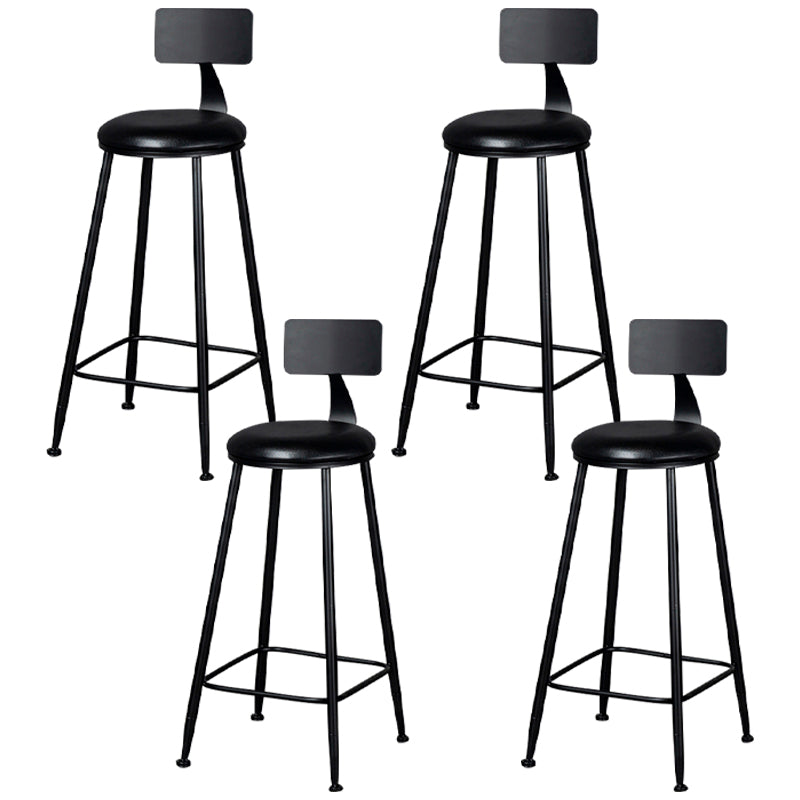 Modern Armless Backrest Counter Stool Iron Bar Stool with Cushion for Living Room