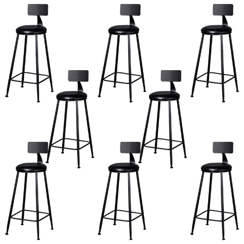 Modern Armless Backrest Counter Stool Iron Bar Stool with Cushion for Living Room