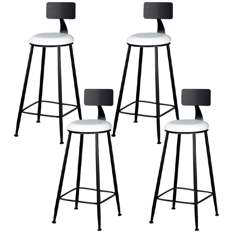 Modern Armless Backrest Counter Stool Iron Bar Stool with Cushion for Living Room