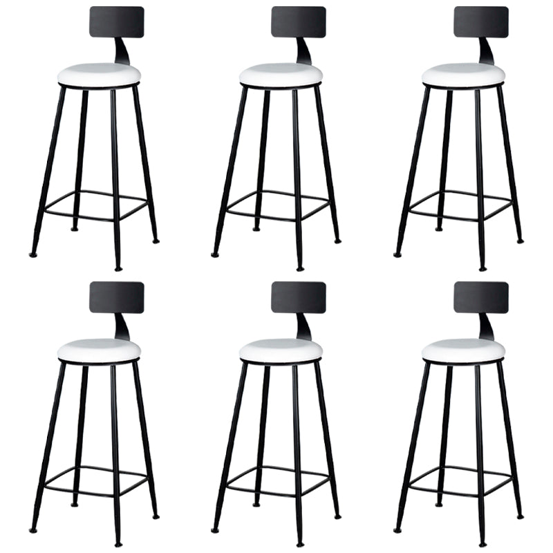 Modern Armless Backrest Counter Stool Iron Bar Stool with Cushion for Living Room