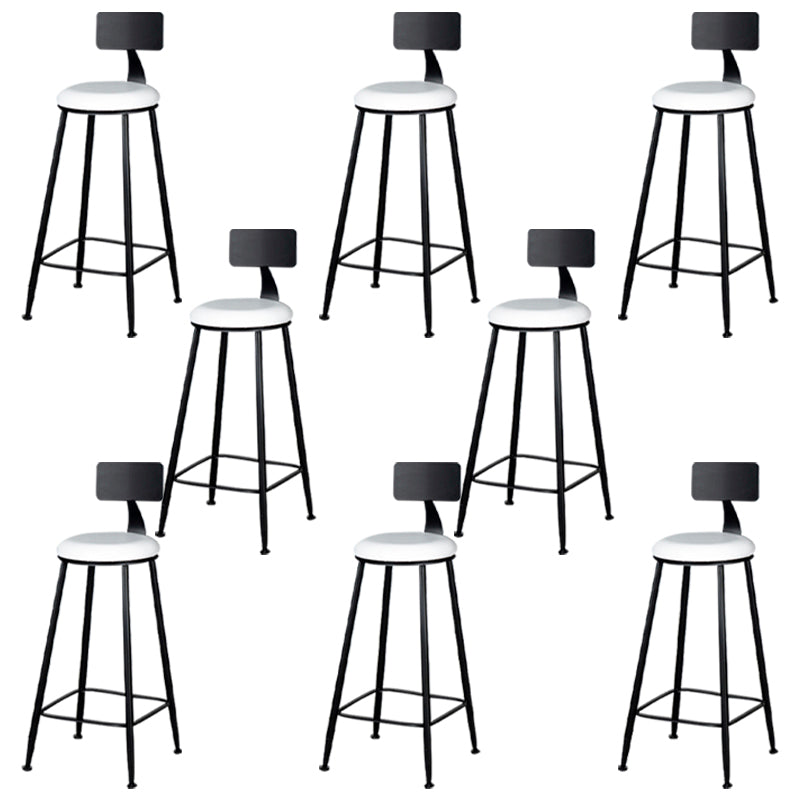 Modern Armless Backrest Counter Stool Iron Bar Stool with Cushion for Living Room