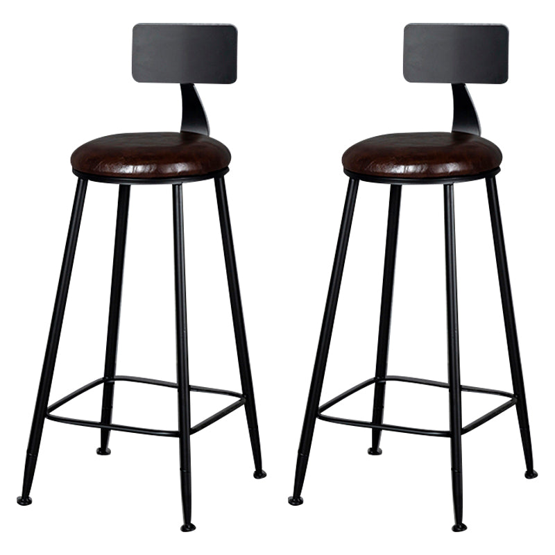 Modern Armless Backrest Counter Stool Iron Bar Stool with Cushion for Living Room