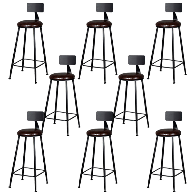 Modern Armless Backrest Counter Stool Iron Bar Stool with Cushion for Living Room