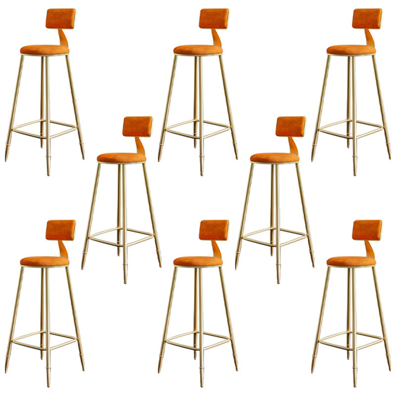 Glam Footrest Counter Stool Fabric Low Back Barstool with 4 Gold Iron Legs