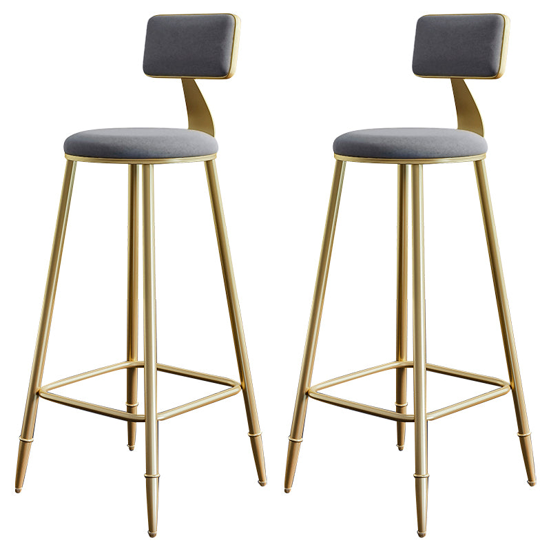 Glam Footrest Counter Stool Fabric Low Back Barstool with 4 Gold Iron Legs