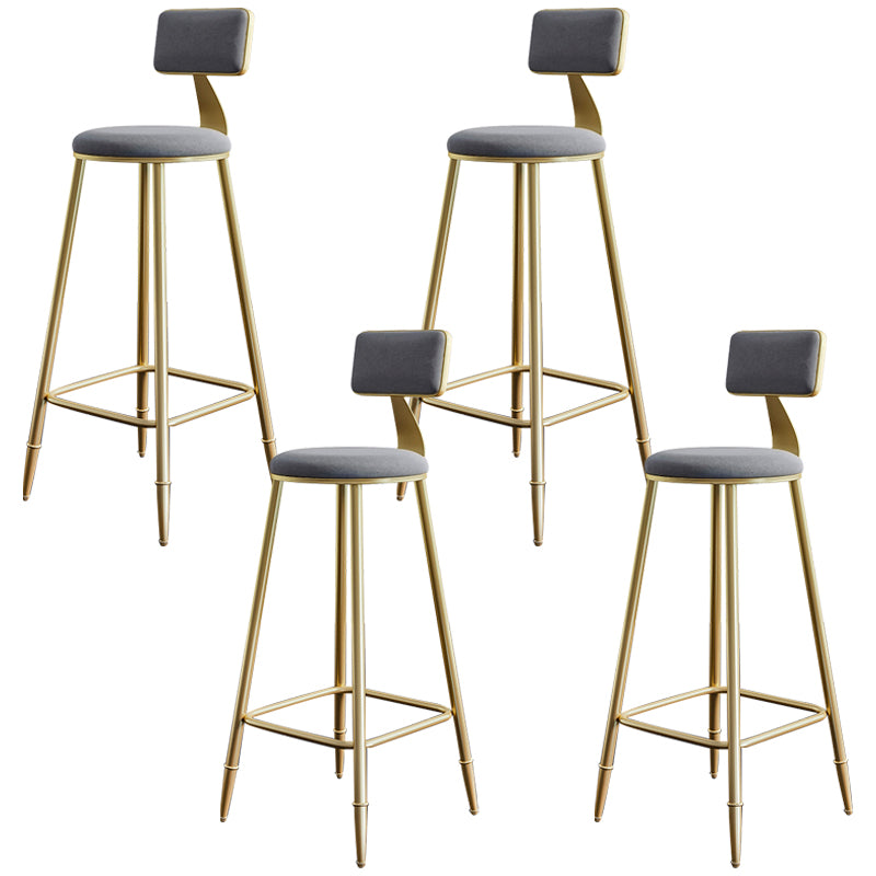 Glam Footrest Counter Stool Fabric Low Back Barstool with 4 Gold Iron Legs