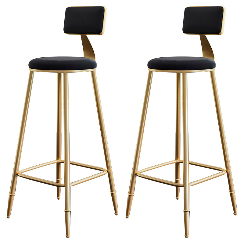 Glam Footrest Counter Stool Fabric Low Back Barstool with 4 Gold Iron Legs