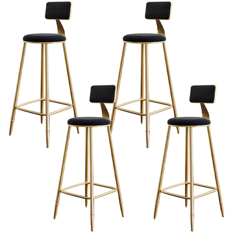 Glam Footrest Counter Stool Fabric Low Back Barstool with 4 Gold Iron Legs