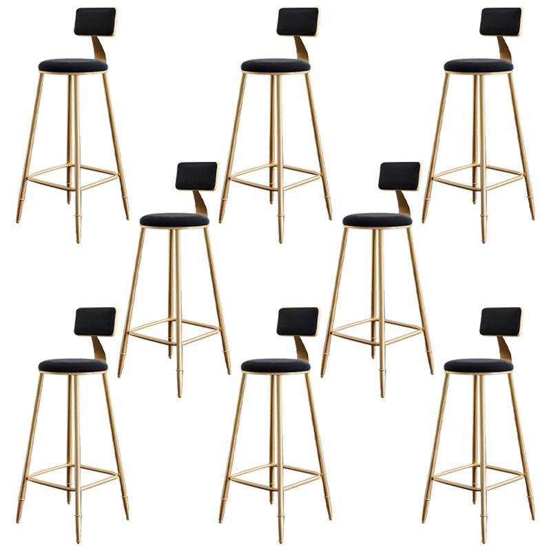 Glam Footrest Counter Stool Fabric Low Back Barstool with 4 Gold Iron Legs