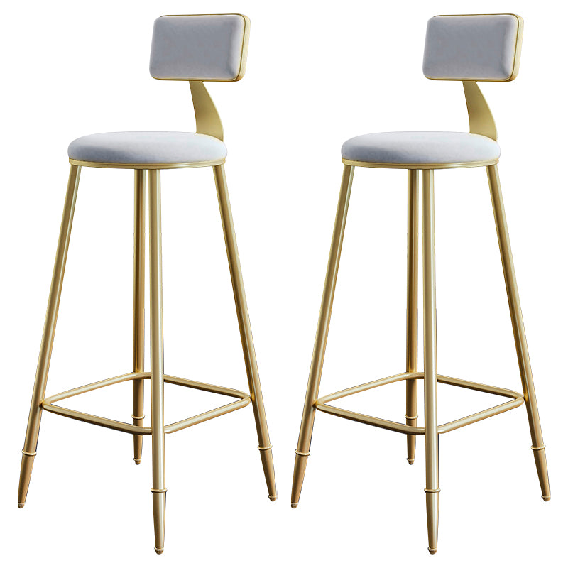 Glam Footrest Counter Stool Fabric Low Back Barstool with 4 Gold Iron Legs