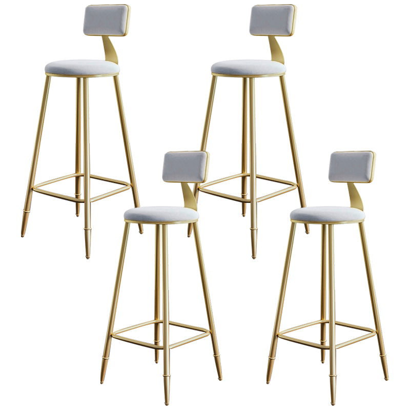 Glam Footrest Counter Stool Fabric Low Back Barstool with 4 Gold Iron Legs